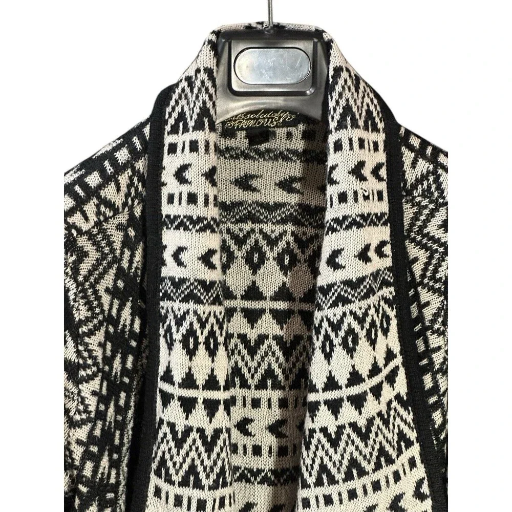 Cardigan open waterfall front fringe bottom L long sleeve lagenlook boho chic